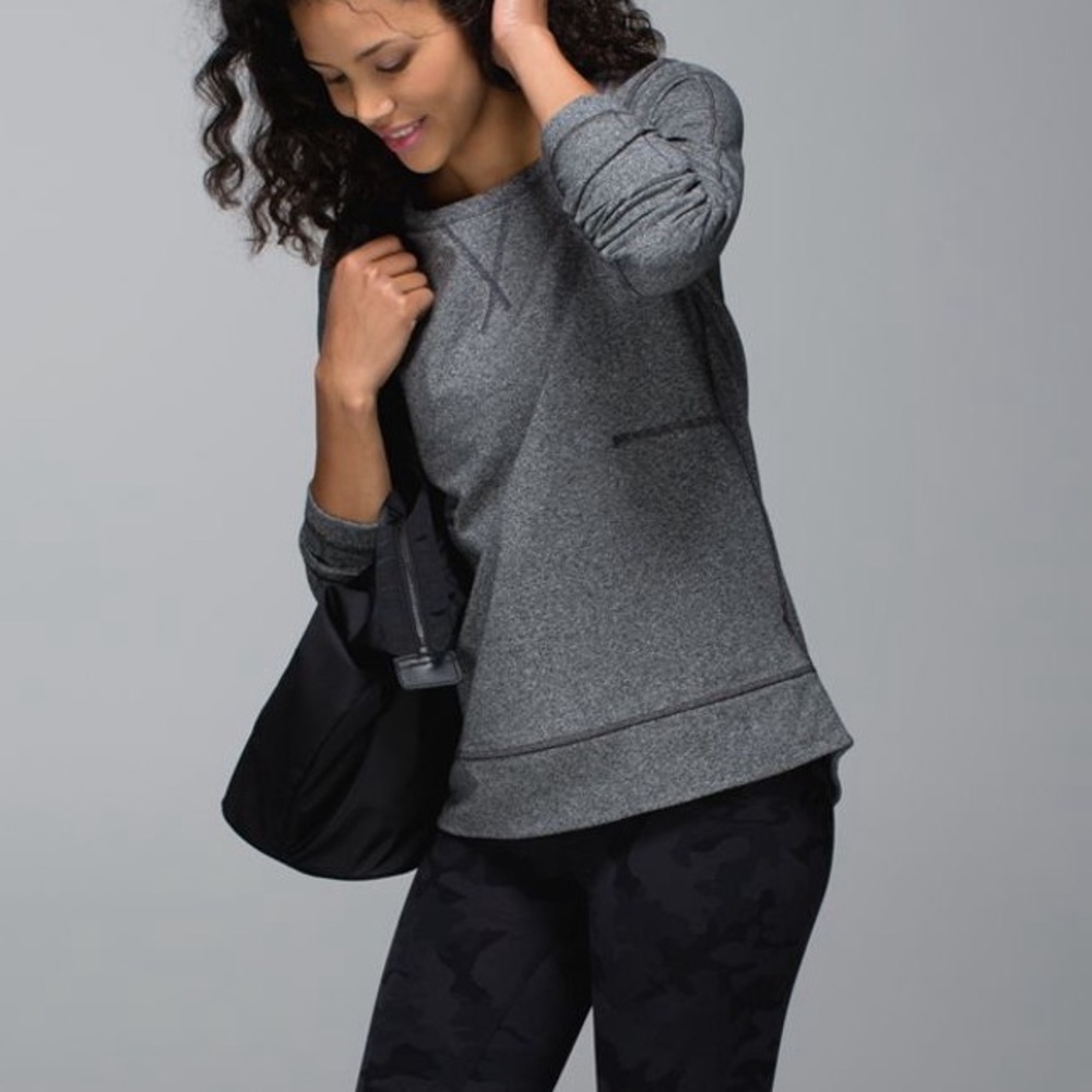 LULULEMON Women’s  Exhalation Pullover II Heathered Speckled Black size: 6